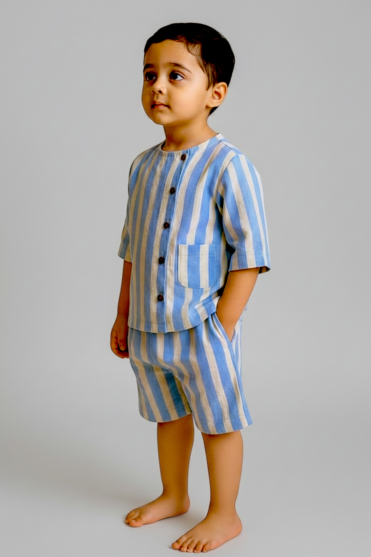 Blue Striped Shirt & Shorts Set | Coordinated Design | Luum Kids