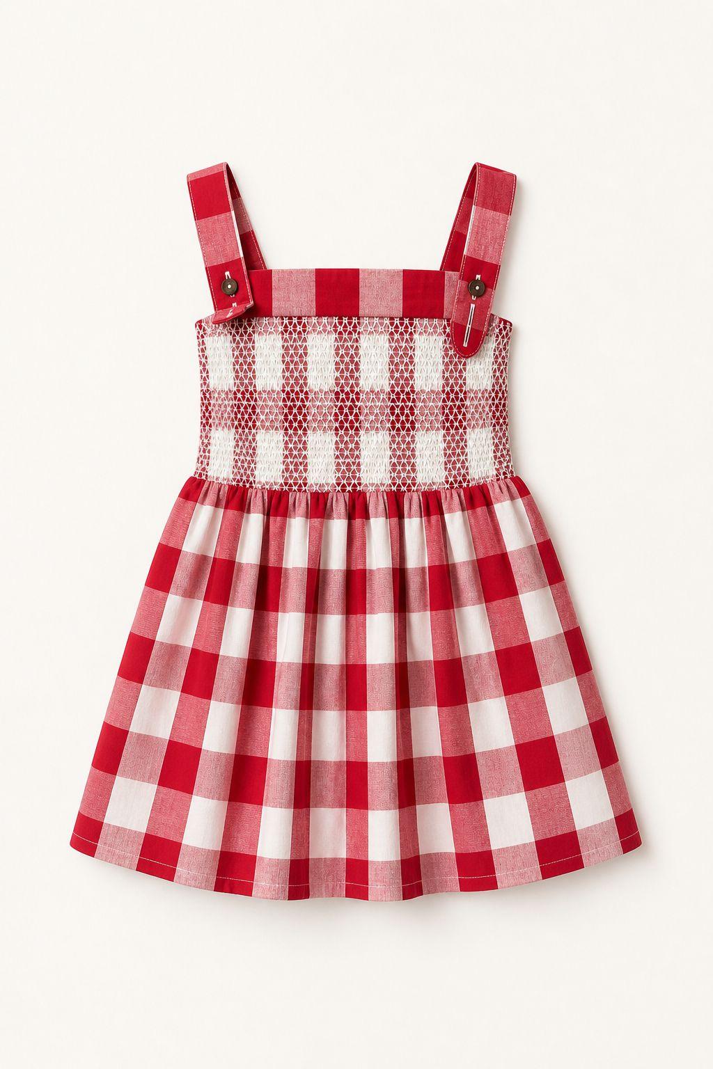 Burgundy Gingham Smocked Dress | Hand-Stitched Details | Luum Kids