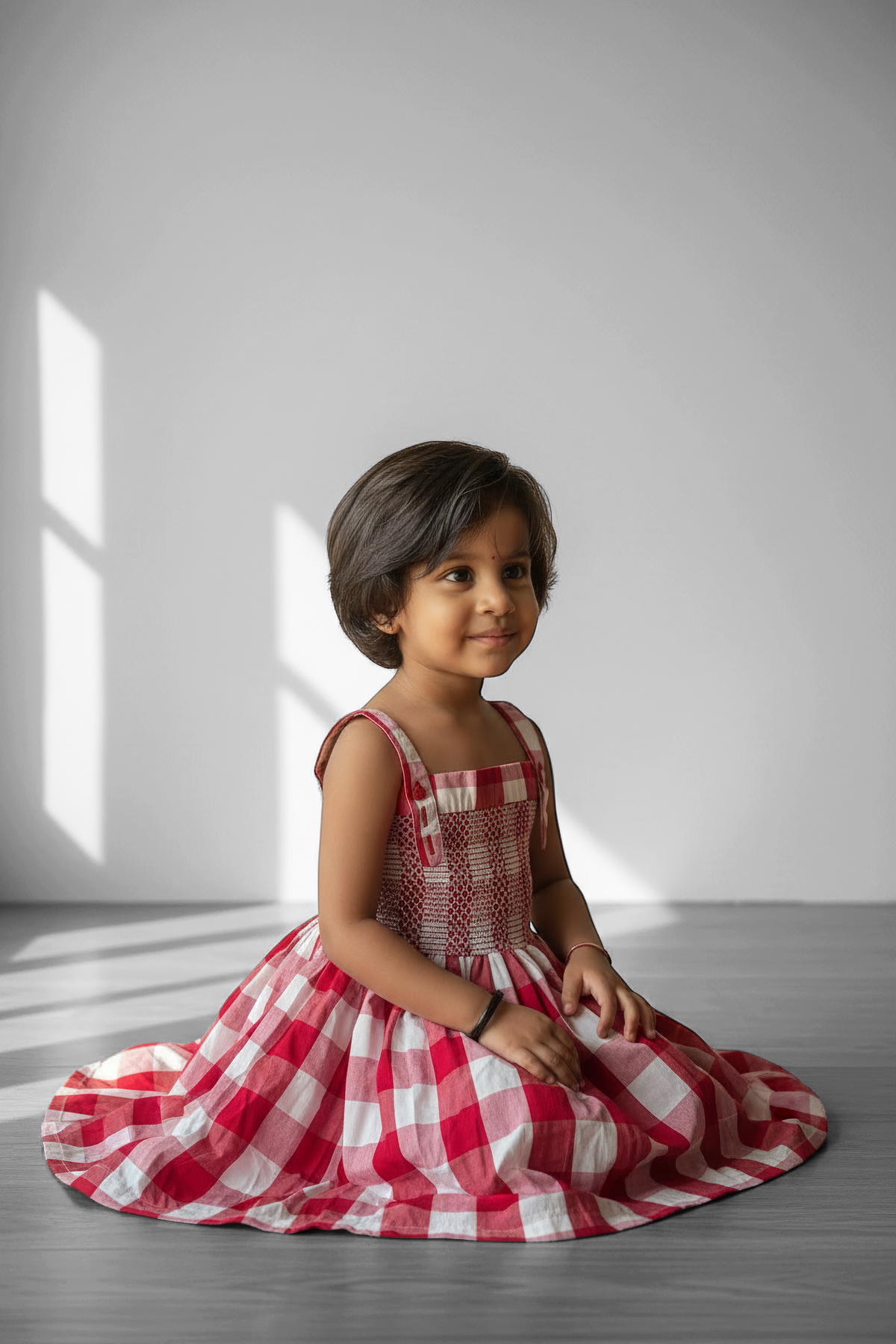 Burgundy Gingham Smocked Dress | Hand-Stitched Details | Luum Kids