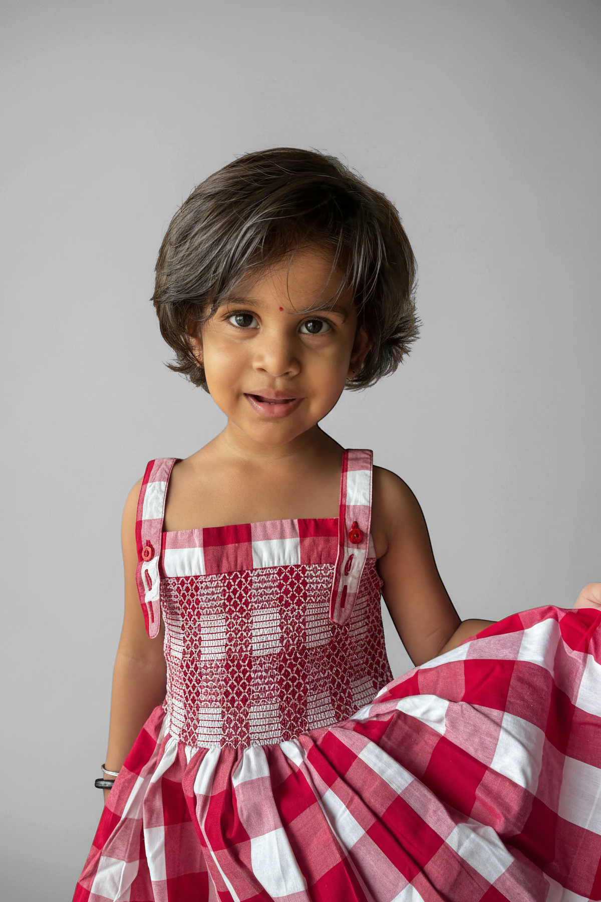 Burgundy Gingham Smocked Dress | Hand-Stitched Details | Luum Kids
