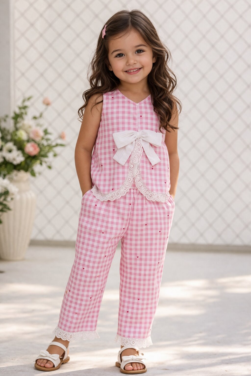 Pink Gingham Smocked Co-ord Set | Matching Top & Bottom | Luum Kids